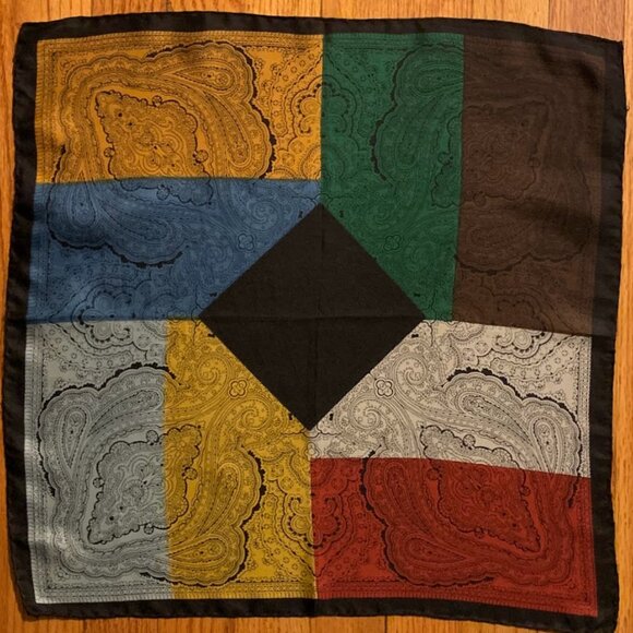 Vintage Dumont 100% Silk Scarf Made in Italy 18” Square Geometric Paisley - Picture 2 of 7